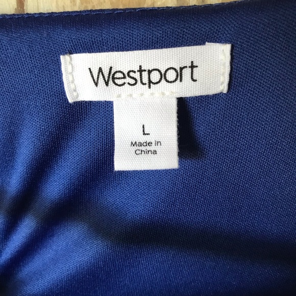 Westport lined blue dress with embroidered detail, size L - Picture 2 of 6